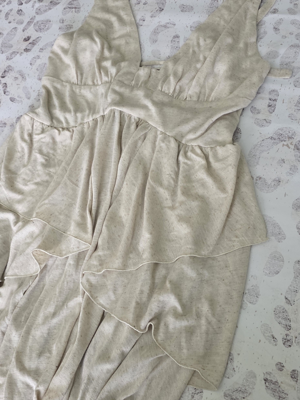 Free People Cream Tiered V-Neck Mini Dress - Picture 6 of 13